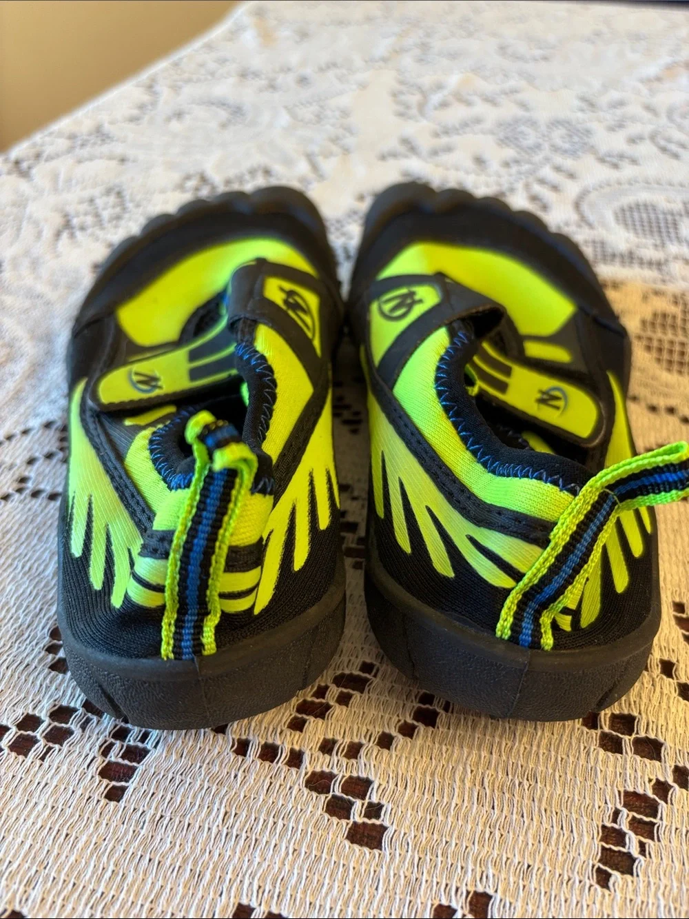 Nerf Kids Neon Green and Black Water Shoes with Hook-and-Loop Strap
